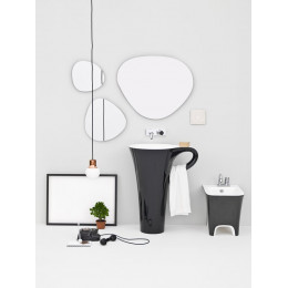 Раковина напольная ArtCeram Cup шгв 700*500*850 OSL004 01 50 черная, белая, круглая, моноблок, искусственный камень