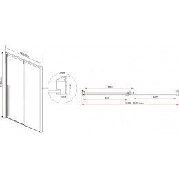 Душевая дверь в нишу Vincea Lugano VDS-1L140CLB-1 140 см, профиль черный, стекло прозрачное