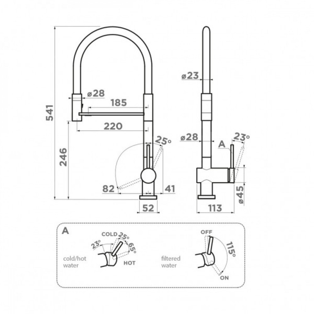 Смеситель для кухни Omoikiri Kanto-2 plus-SB LG-BL 4994461, с гибким изливом, светлое золото, черный