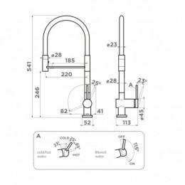 Смеситель для кухни Omoikiri Kanto-2 plus-SB LG-BL светлое золото, черный, 4994461