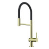 Смеситель для кухни Omoikiri Kanto-2 plus-SB LG-BL 4994461, с гибким изливом, светлое золото, черный