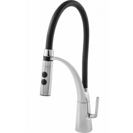 Смеситель для кухни Paini BAROLO высокий гибкий излив  ХРОМ/ЧЁРНЫЙ