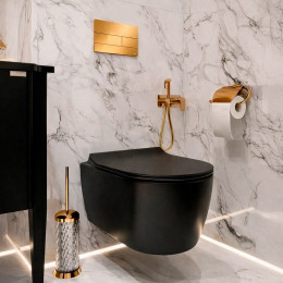 Металлическая панель смыва TECE TECEsquare II 9240847 с двойным смывом, цвет сатин, позолоченный, с покрытием против отпечатков пальцев