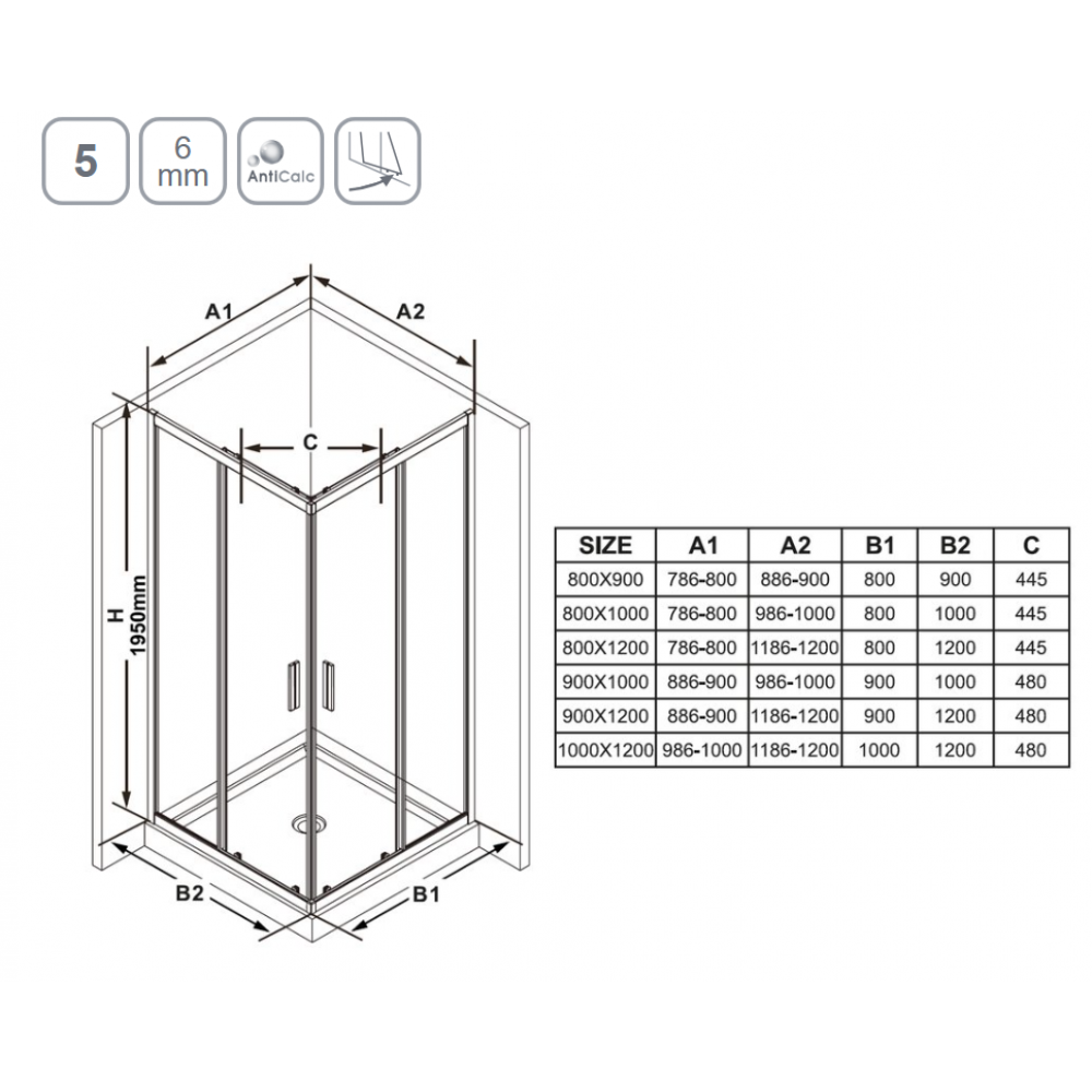 Душевая дверь Ravak Blix Slim BLSRV2K-100 стекло Transparent, профиль Хром (X1XMA0C00Z1)
