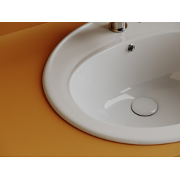 Раковина встраиваемая сверху Sun с отверстием слива - перелива овальной формы 565x495x200 мм  цвет белый   CN6079