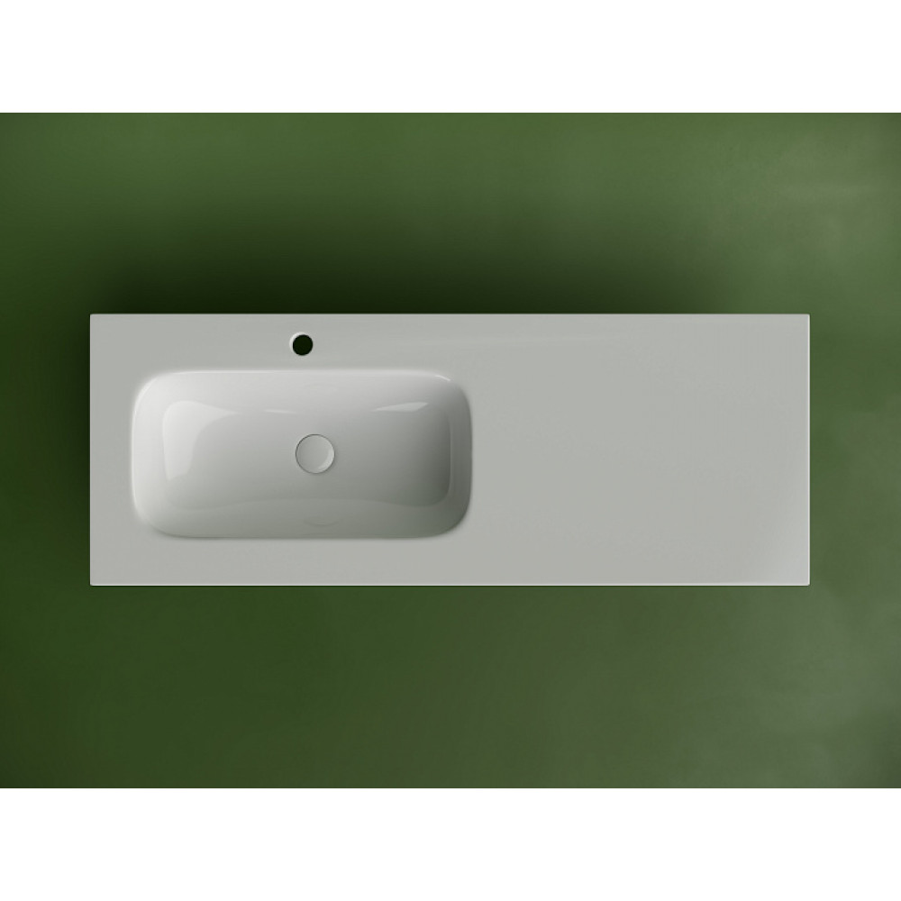 Раковина накладная мебельная CERAMICANOVA Grace прямоугольная 1210x457x137 с чашей слева и отверстием под смеситель цвет белый CN7020