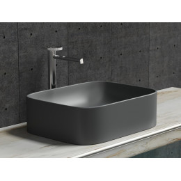 Умывальник чаша накладная прямоугольная (Темный Антрацит Матовый) Element 505x380x150мм