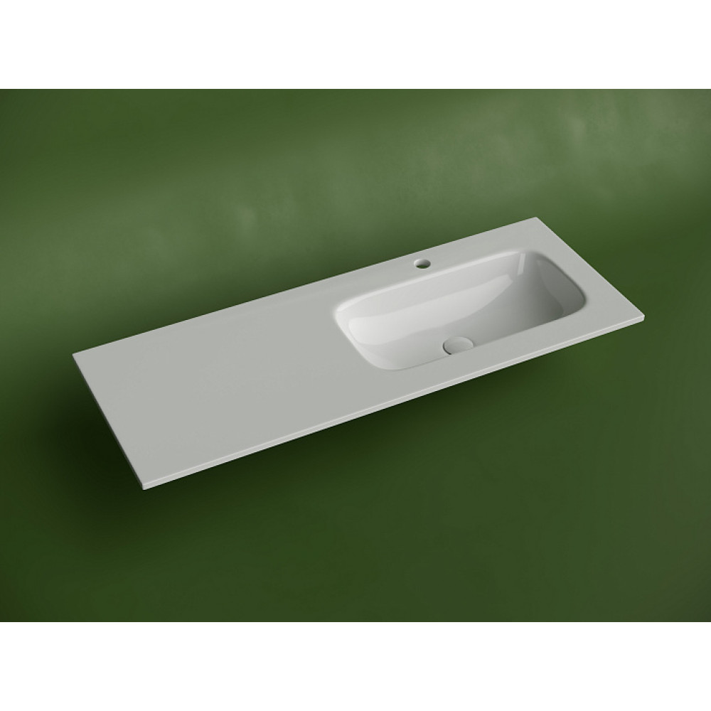 Раковина накладная мебельная CERAMICANOVA Grace прямоугольная 1210x457x137 с чашей справа и отверстием под смеситель цвет белый CN7021