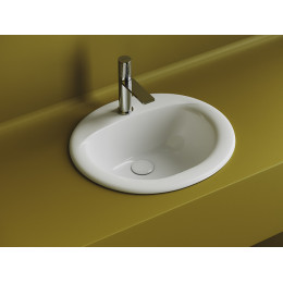 Раковина встраиваемая сверху Sun овальная с переливом 515x455x200 мм цвет белый  CN6080