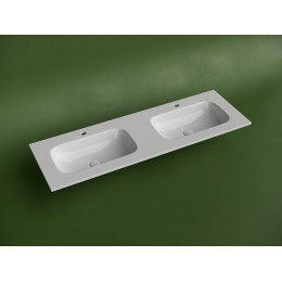 Раковина накладная мебельная CERAMICANOVA Grace прямоугольная 1410x457x137 с двумя чашами и отверстиями под смеситель цвет белый CN7022