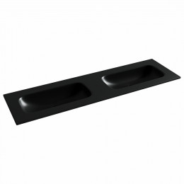 Раковина накладная мебельная CERAMICANOVA Grace прямоугольная 1610x457x137 с двумя чашами без отверстий под смеситель цвет черный матовый CN7023MBwx
