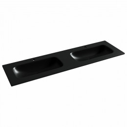 Раковина накладная мебельная CERAMICANOVA Grace прямоугольная 1610x457x137 с двумя чашами и отверстиями под смеситель цвет черный матовый CN7023MB