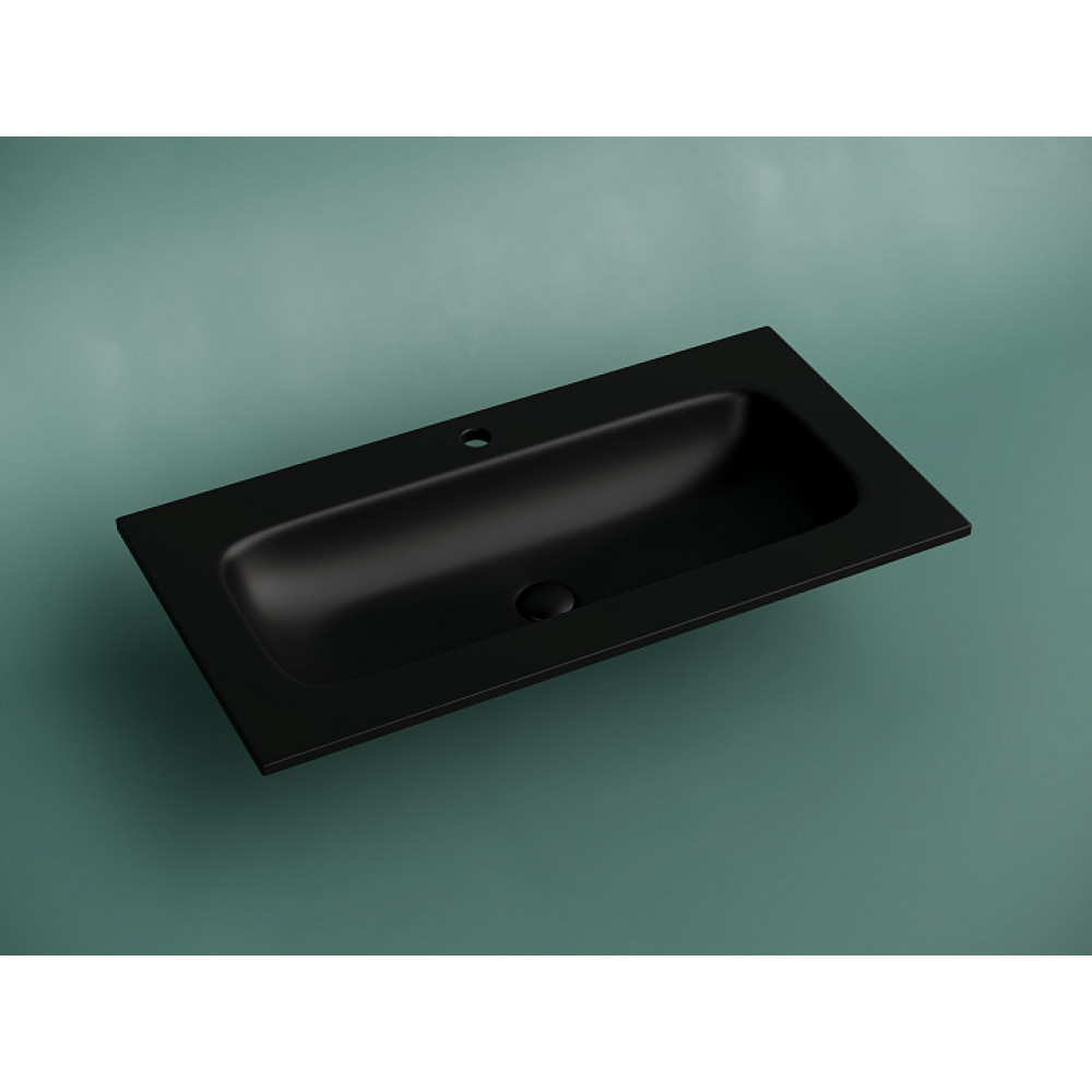 Раковина накладная мебельная CERAMICANOVA Grace прямоугольная 910x457x137 с отверстием под смеситель цвет черный матовый CN7019MB