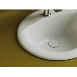 Раковина встраиваемая сверху Sun овальная с переливом 515x455x200 мм цвет белый  CN6080