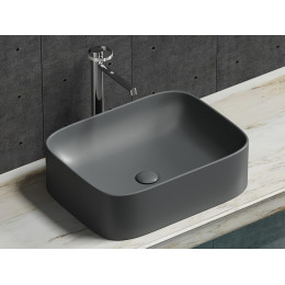 Умывальник чаша накладная прямоугольная (Темный Антрацит Матовый) Element 505x380x150мм