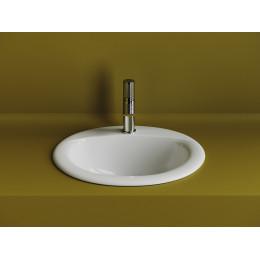 Раковина встраиваемая сверху Sun овальная с переливом 515x455x200 мм цвет белый  CN6080