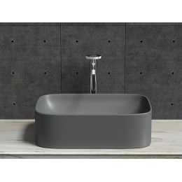 Умывальник чаша накладная прямоугольная (Темный Антрацит Матовый) Element 505x380x150мм
