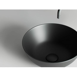 Умывальник чаша накладная круглая (цвет Черный Матовый) Element 358x358x155мм