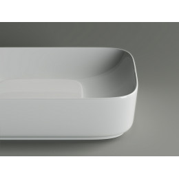 Умывальник чаша накладная прямоугольная с керамической накладкой на сливное отверстие Element 600x375x145мм