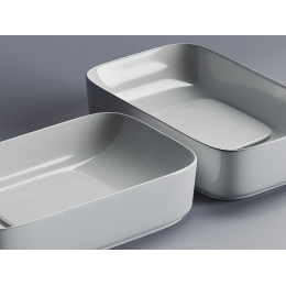 Умывальник чаша накладная прямоугольная с керамической накладкой на сливное отверстие Element 600x375x145мм