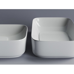 Умывальник чаша накладная прямоугольная с керамической накладкой на сливное отверстие Element 600x375x145мм