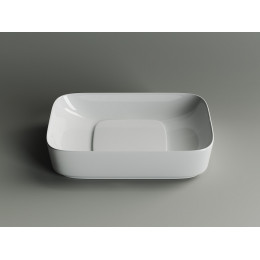 Умывальник чаша накладная прямоугольная с керамической накладкой на сливное отверстие Element 600x375x145мм