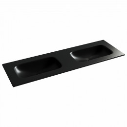 Раковина накладная мебельная CERAMICANOVA Grace прямоугольная 1410x457x137 с двумя чашами без отверстий под смеситель цвет черный матовый CN7022MBwx