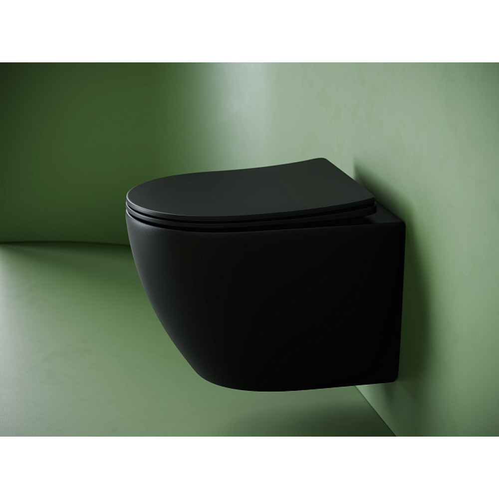 Подвесной унитаз CERAMICANOVA Uno смыв Торнадо 490x360x360 черный матовый