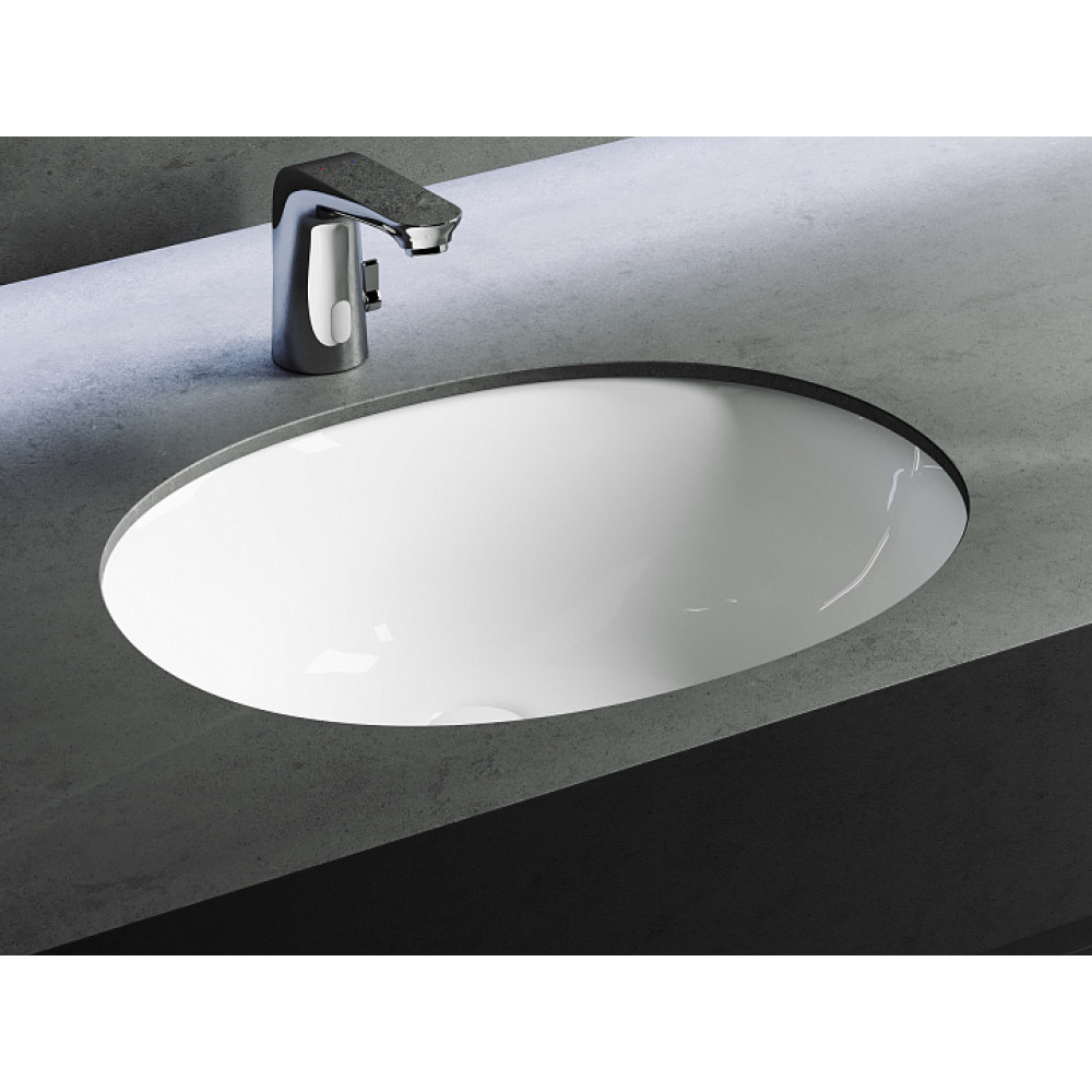 Умывальник овальный встраиваемый под столешницу Element 560x420x195мм, с крепежом и шаблоном для установки