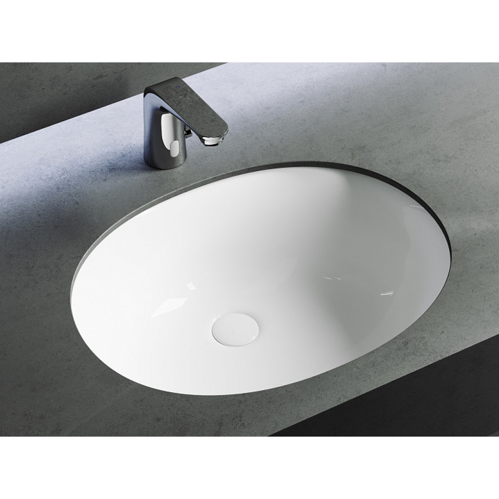 Умывальник овальный встраиваемый под столешницу Element 560x420x195мм, с крепежом и шаблоном для установки