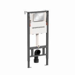 Система инсталляции для унитазов CERAMICANOVA Balance с кнопкой смыва Square, цвет  хром глянцевый, с креплениями, арт. CN121002CH