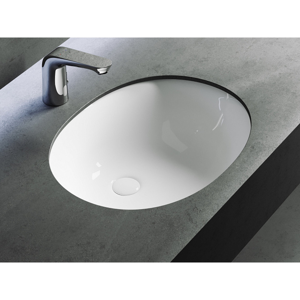 Умывальник овальный встраиваемый под столешницу Element 560x420x195мм, с крепежом и шаблоном для установки