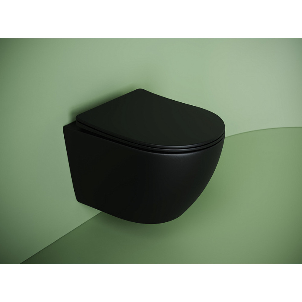 Подвесной унитаз CERAMICANOVA Uno смыв Торнадо 490x360x360 черный матовый
