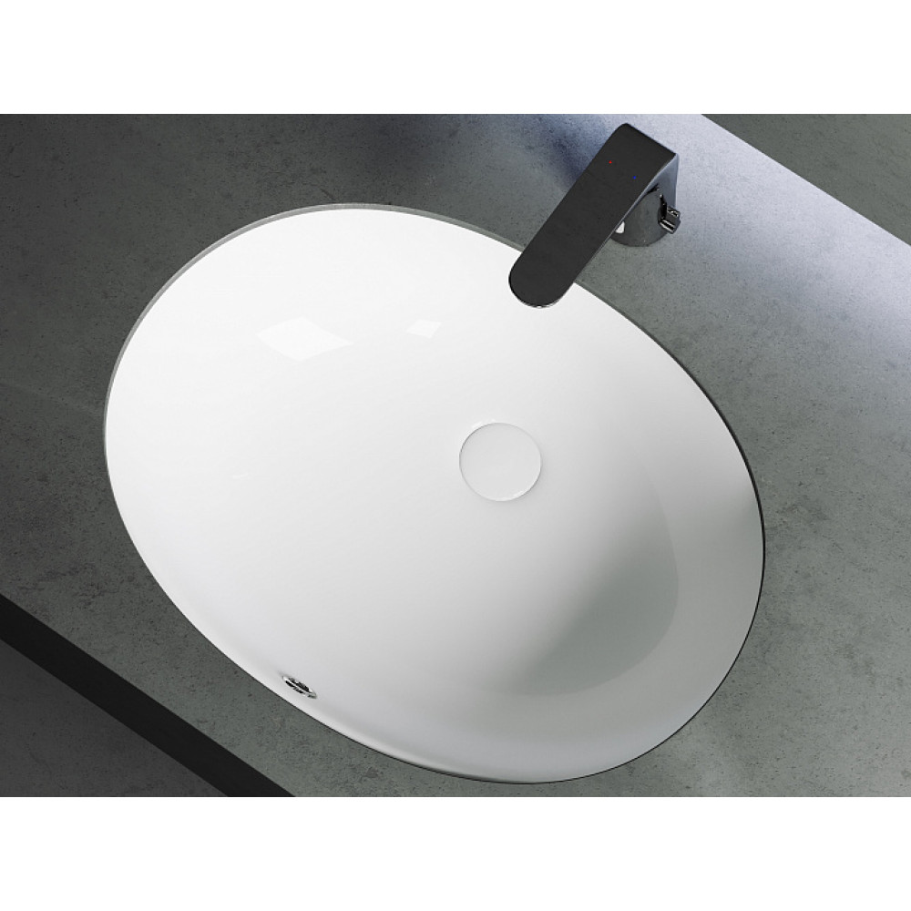 Умывальник овальный встраиваемый под столешницу Element 560x420x195мм, с крепежом и шаблоном для установки