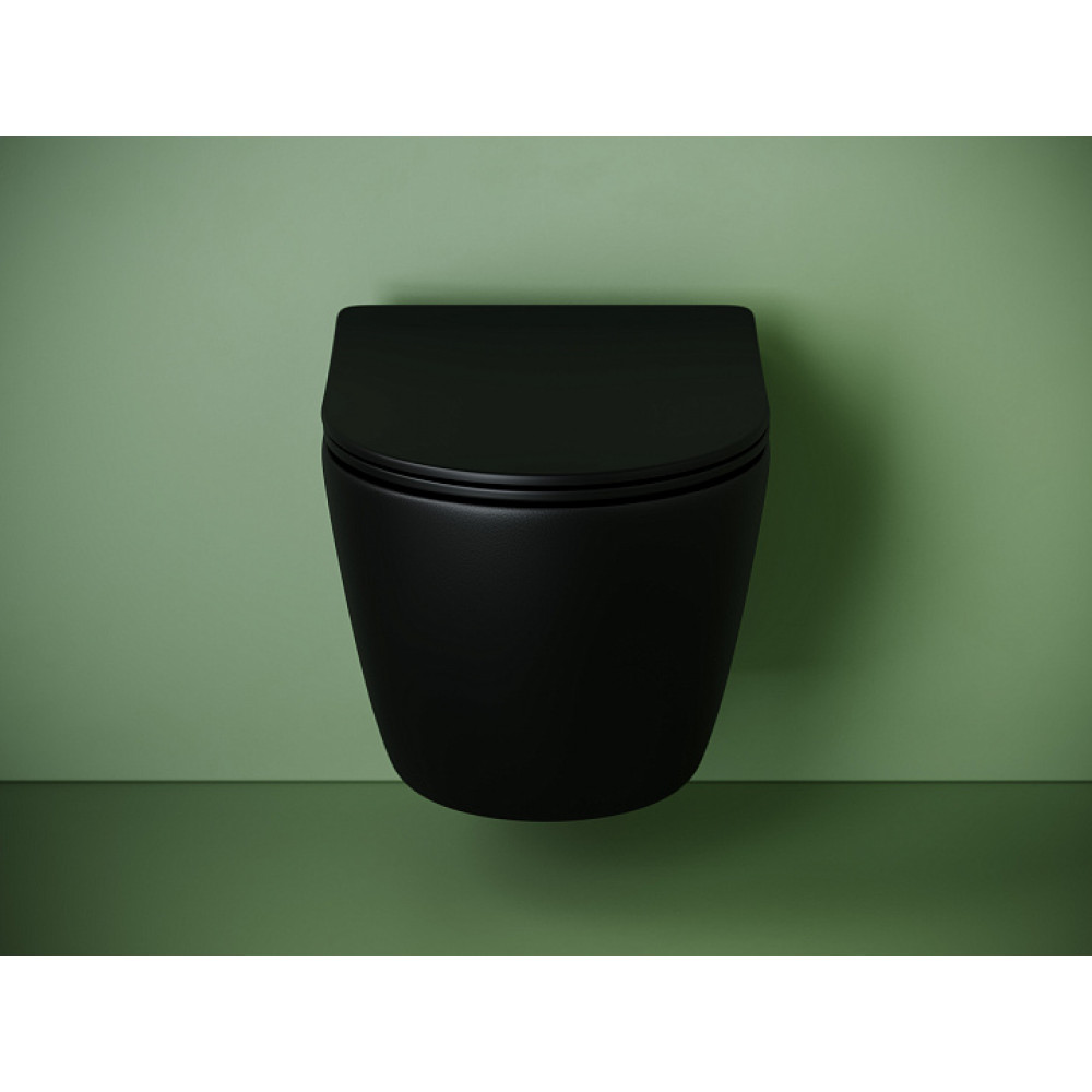 Подвесной унитаз CERAMICANOVA Uno смыв Торнадо 490x360x360 черный матовый
