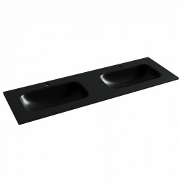 Раковина накладная мебельная CERAMICANOVA Grace прямоугольная 1410x457x137 с двумя чашами и отверстиями под смеситель цвет черный матовый CN7022MB