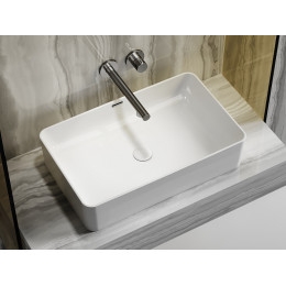 Умывальник чаша накладная прямоугольная со сливом переливом Element 605x385x140мм