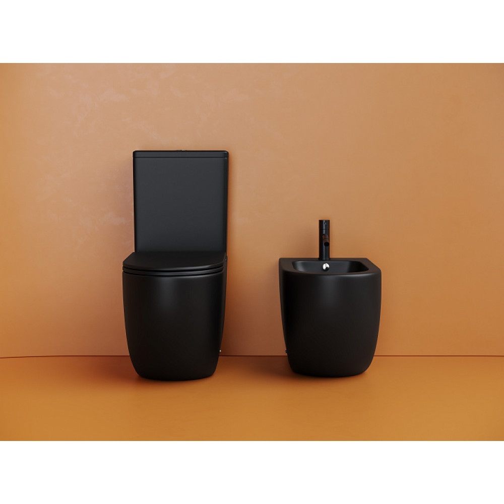 Напольный пристенный унитаз Metropol смыв Торнадо черный матовый CN4001TMB