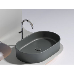 Умывальник чаша накладная овальная (цвет Темный Антрацит Матовый) Element 608x385x122мм