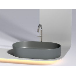 Умывальник чаша накладная овальная (цвет Темный Антрацит Матовый) Element 608x385x122мм