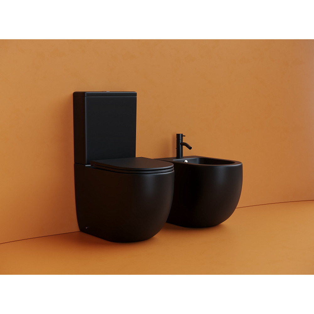 Напольный пристенный унитаз Metropol смыв Торнадо черный матовый CN4001TMB