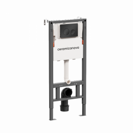 Система инсталляции для унитазов CERAMICANOVA Balance с кнопкой смыва Circle, цвет черный матовый, с креплениями, арт.CN121001MB