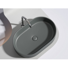 Умывальник чаша накладная овальная (цвет Темный Антрацит Матовый) Element 608x385x122мм