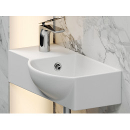 Умывальник подвесной прямоугольный  с крепежом (чаша справа, отверстие под смеситель слева) Element 400x220x120мм