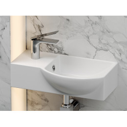 Умывальник подвесной прямоугольный  с крепежом (чаша справа, отверстие под смеситель слева) Element 400x220x120мм