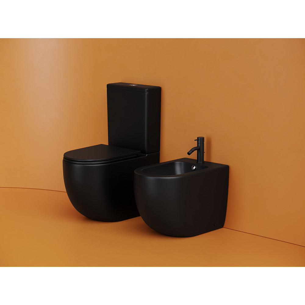 Напольный пристенный унитаз Metropol смыв Торнадо черный матовый CN4001TMB