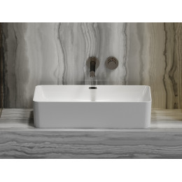 Умывальник чаша накладная прямоугольная со сливом переливом Element 605x385x140мм