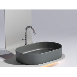 Умывальник чаша накладная овальная (цвет Темный Антрацит Матовый) Element 608x385x122мм