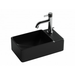 Умывальник подвесной прямоугольный (чаша слева, отверстие под смеситель справа) цвет черный матовый Element 395x220x125мм