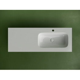 Раковина накладная мебельная CERAMICANOVA Grace прямоугольная 1210x457x137 с чашей справа и отверстием под смеситель цвет белый CN7021